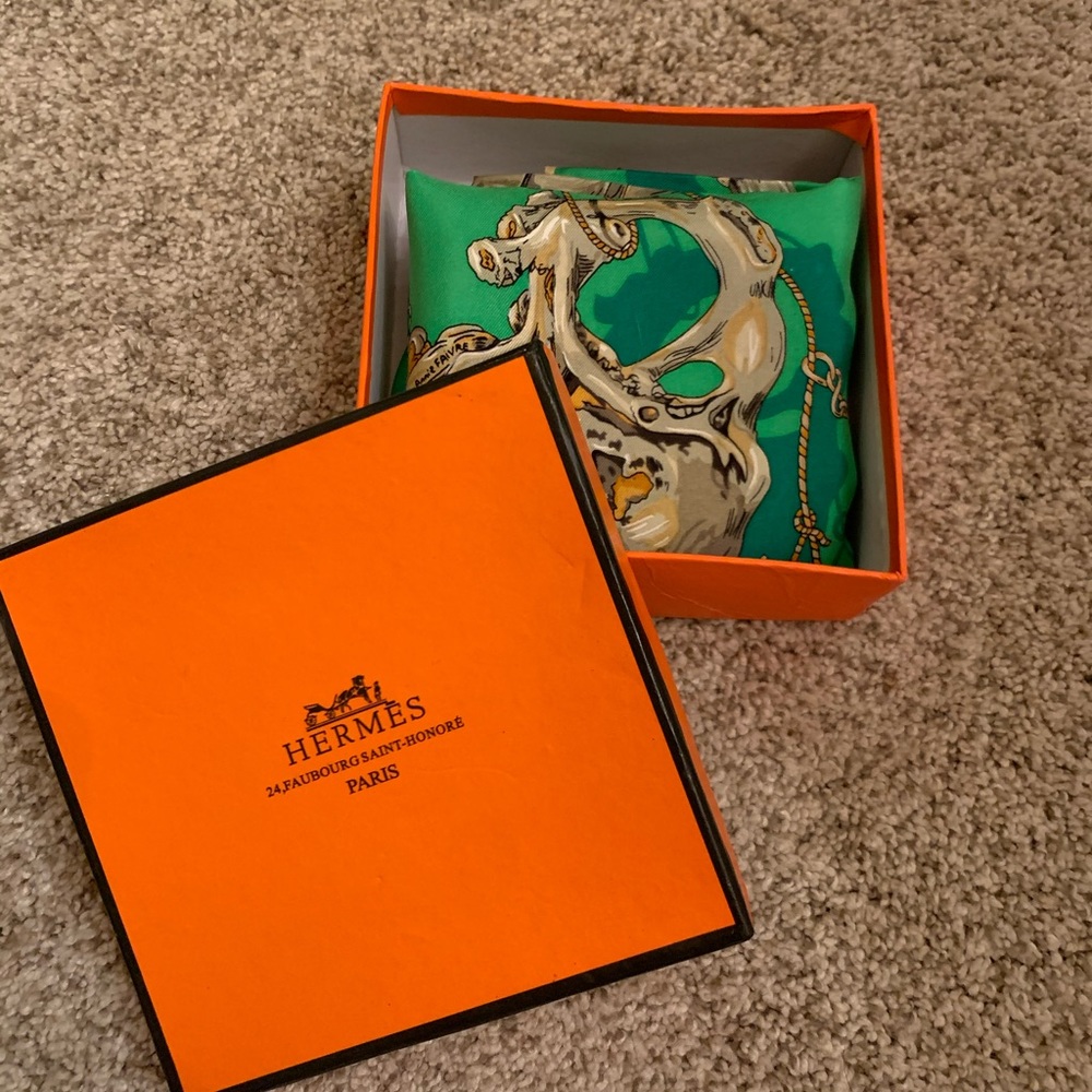 Hermès “Reve de Corail” Silk Carew Scarf